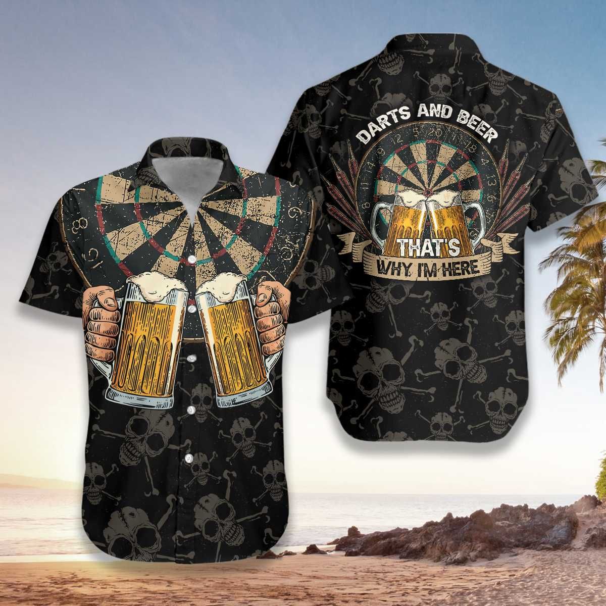 Felacia [Hawaii Shirt] Darts And Beer That's Why I'm Here Hawaiian Aloha Shirts-ZX2844